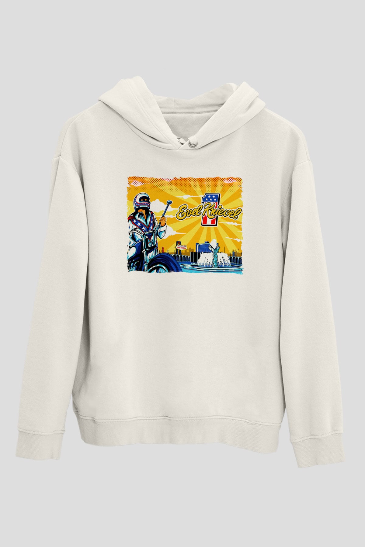 Evel Knievel Beyaz Unisex Hoodie