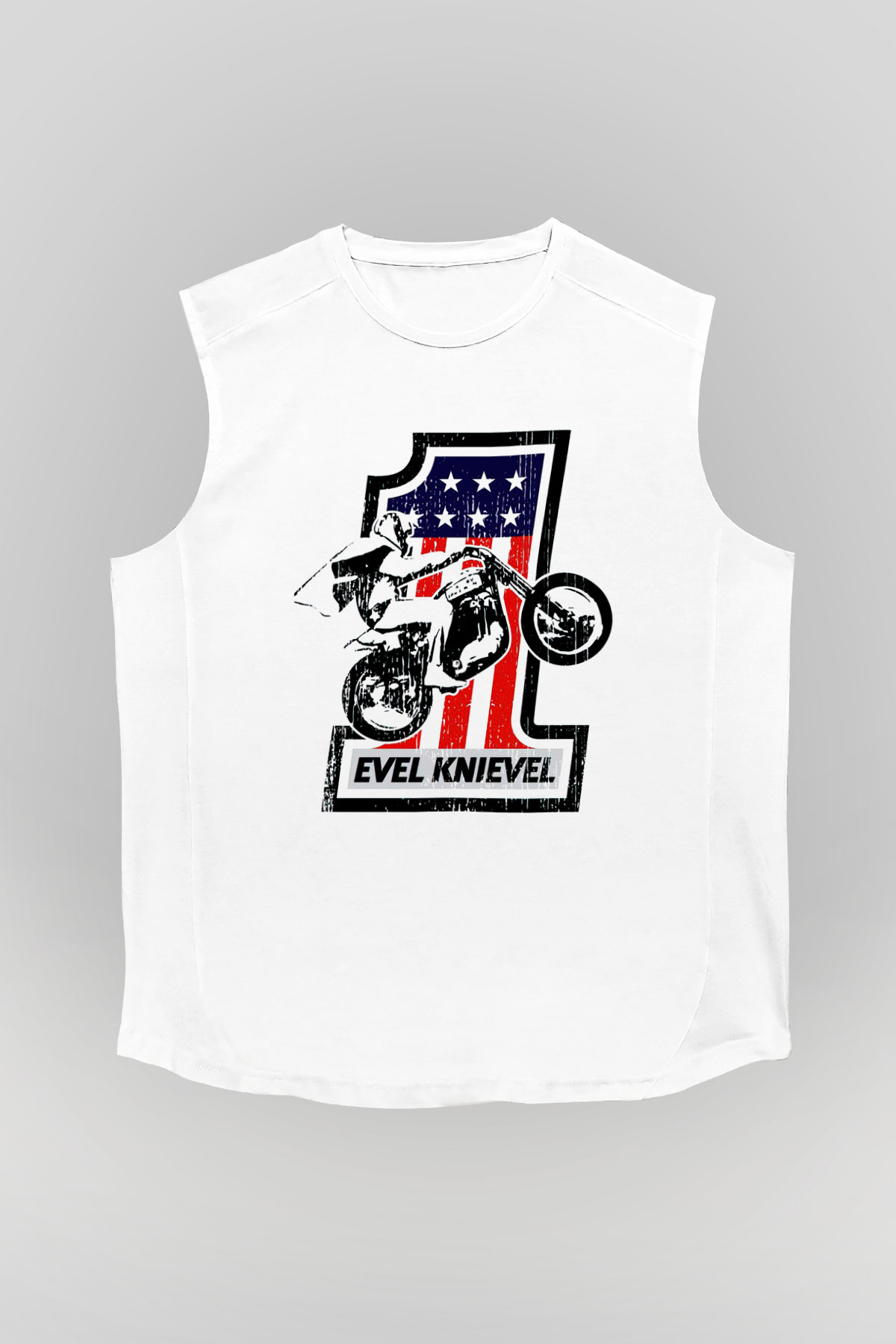 Evel Knievel Beyaz Unisex  Kolsuz Tişört