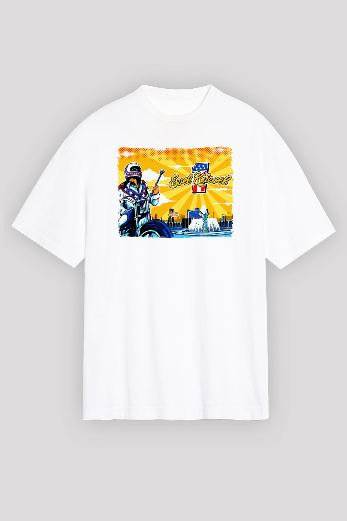 Evel Knievel Beyaz Unisex Tişört