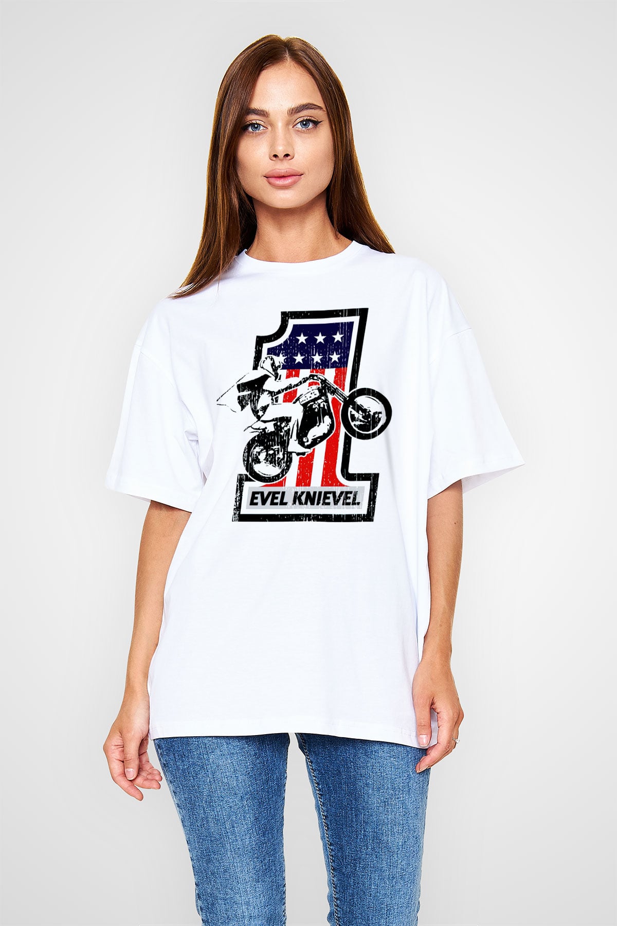 Evel Knievel Beyaz Unisex Tişört