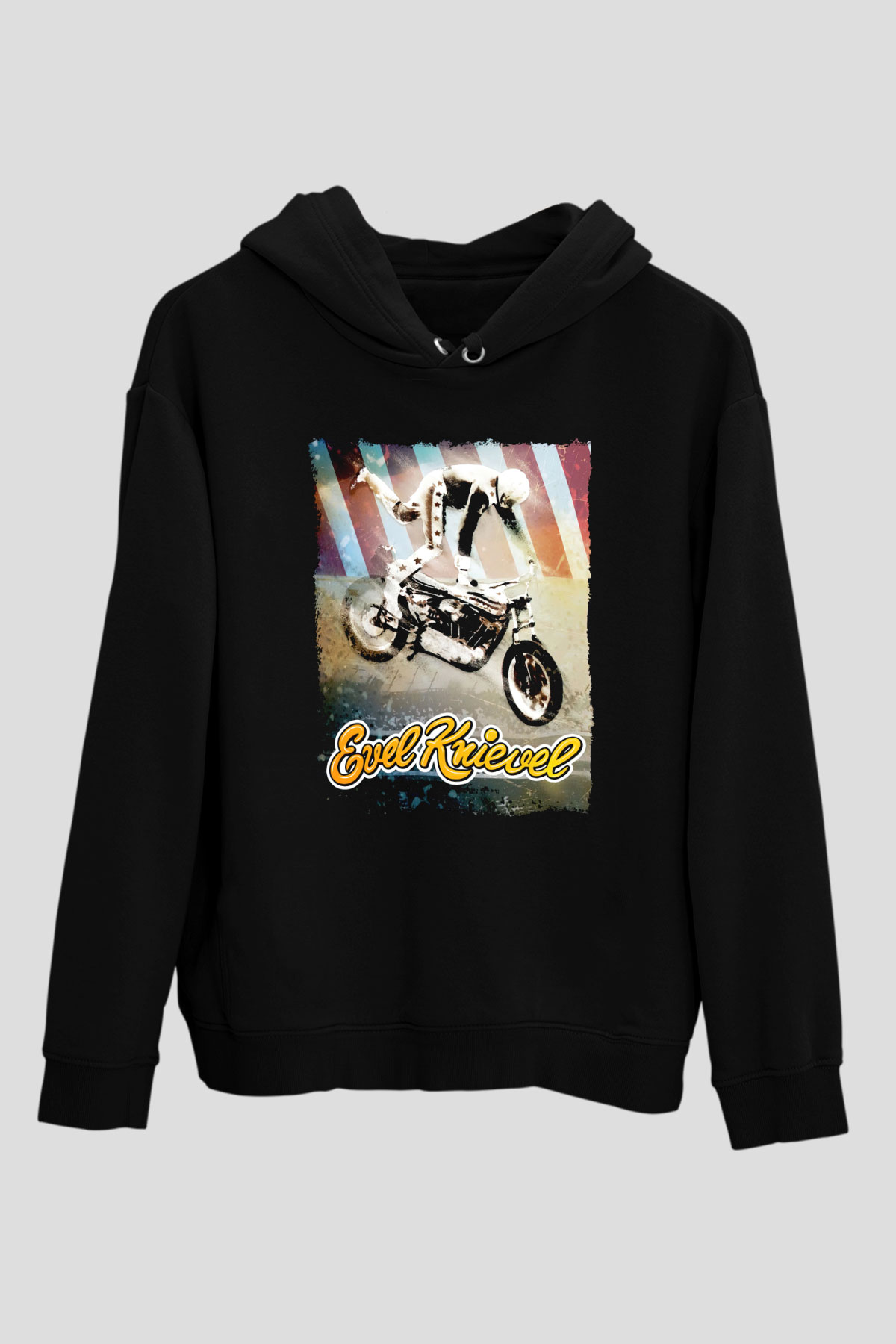 Evel Knievel Siyah Unisex Hoodie