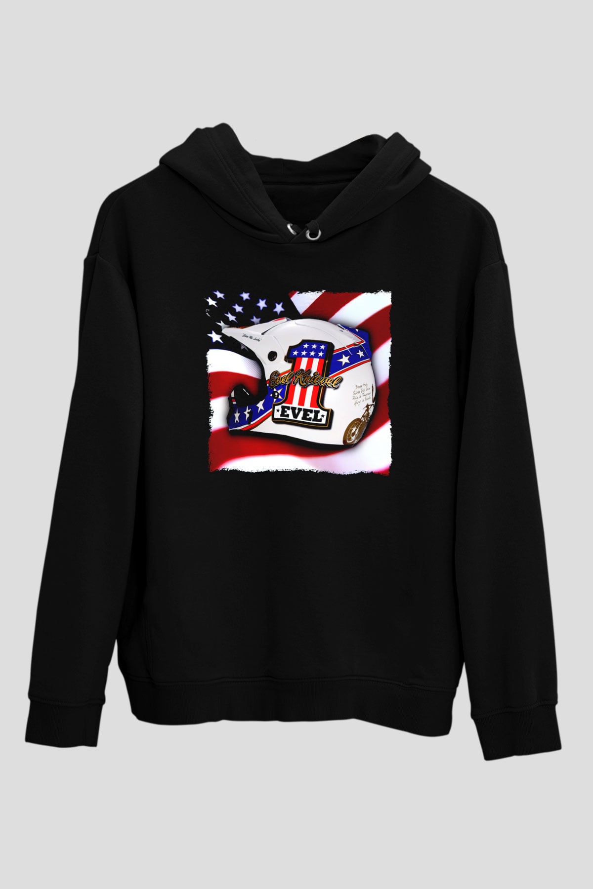 Evel Knievel Siyah Unisex Hoodie