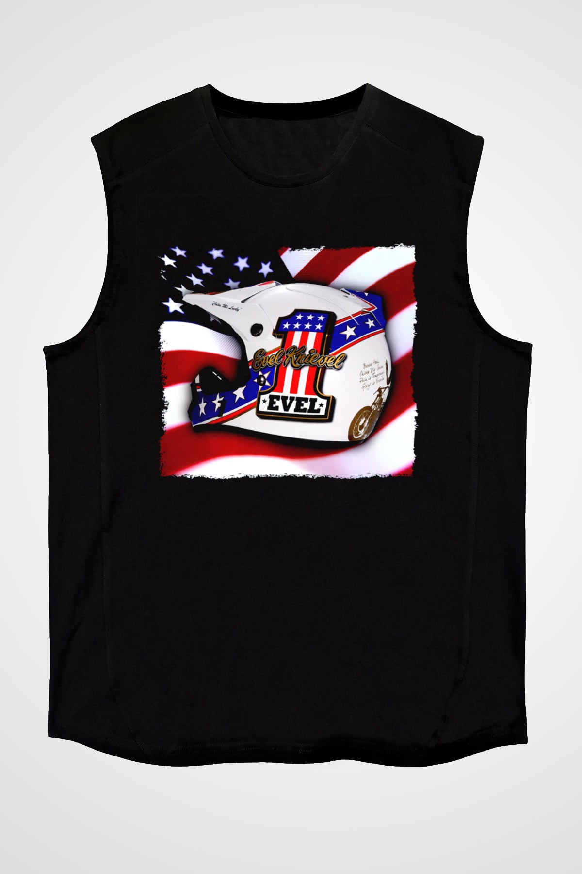 Evel Knievel Siyah Unisex  Kolsuz Tişört