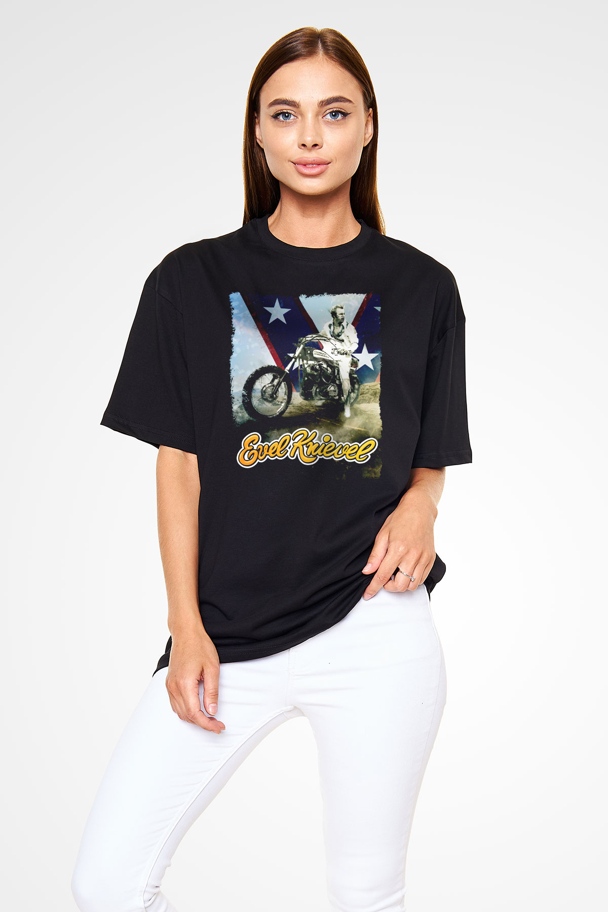 Evel Knievel Siyah Unisex Tişört