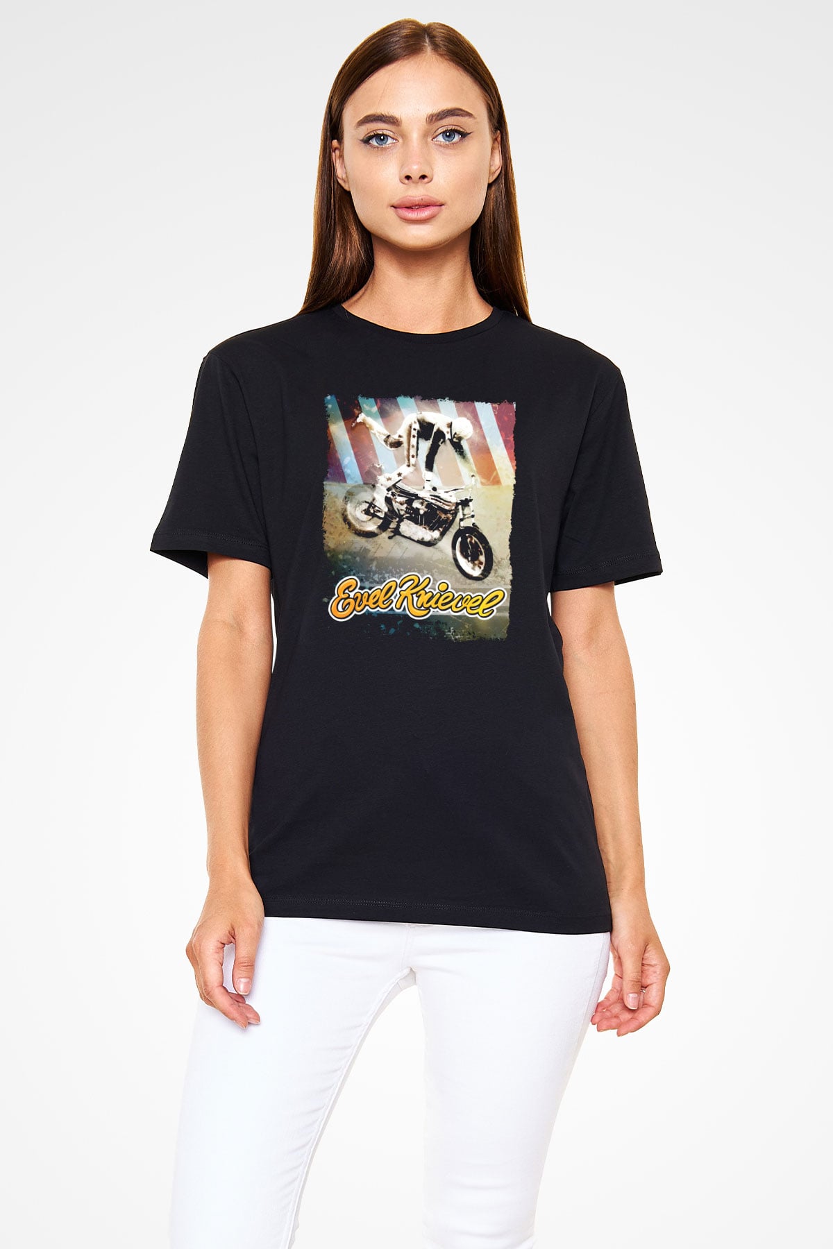 Evel Knievel Siyah Unisex Tişört