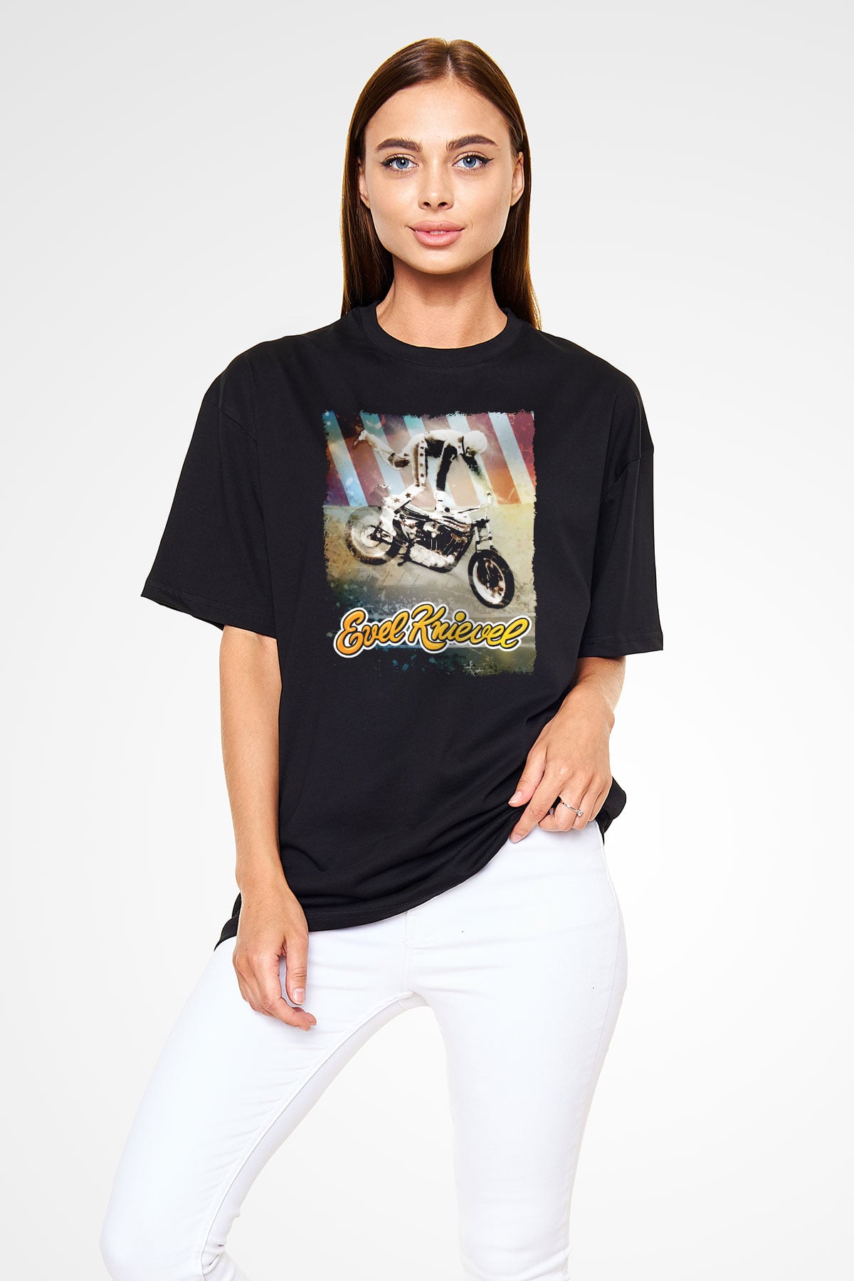 Evel Knievel Siyah Unisex Tişört