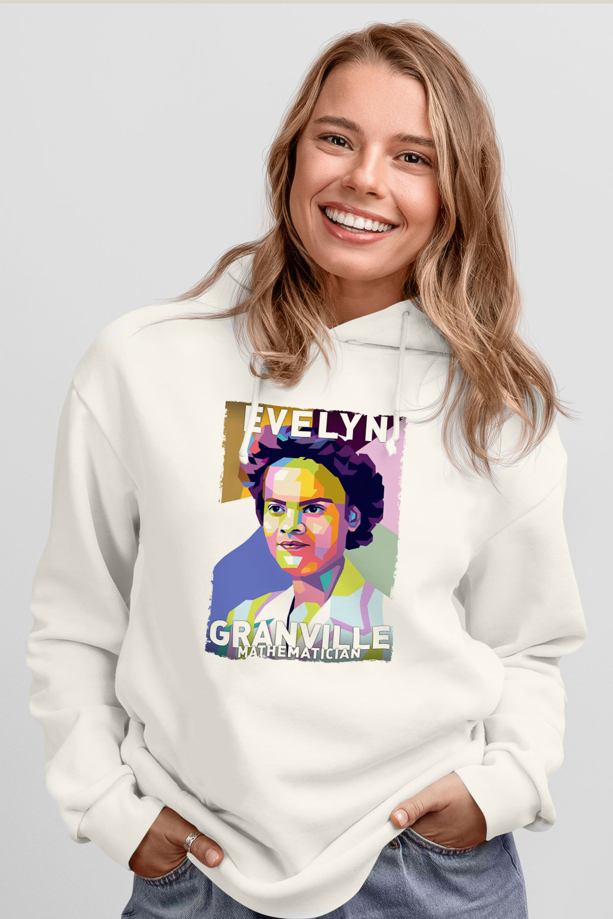 Evelyn Granville Baskılı Unisex Ekru Hoodie