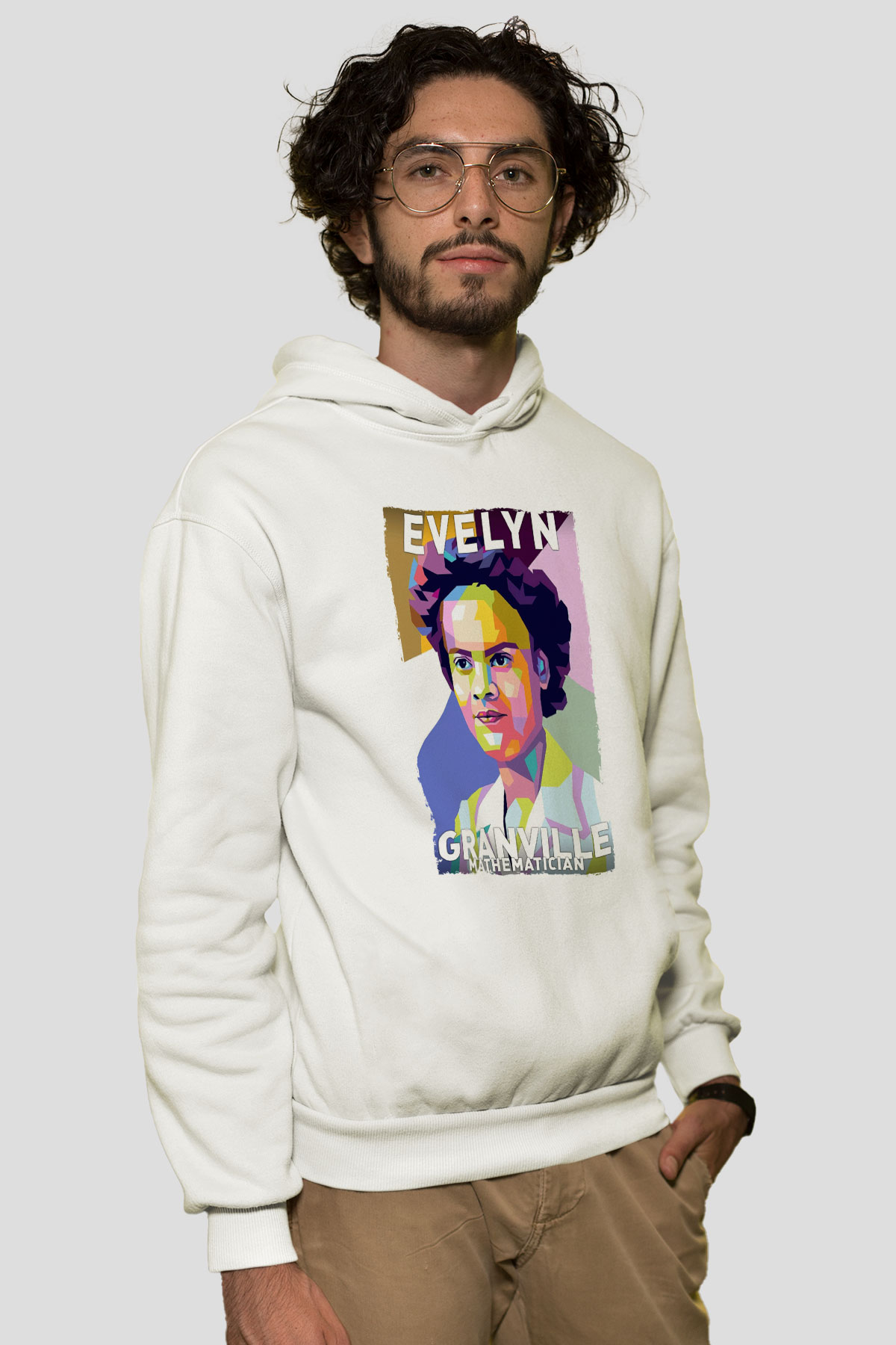Evelyn Granville Baskılı Unisex Ekru Hoodie