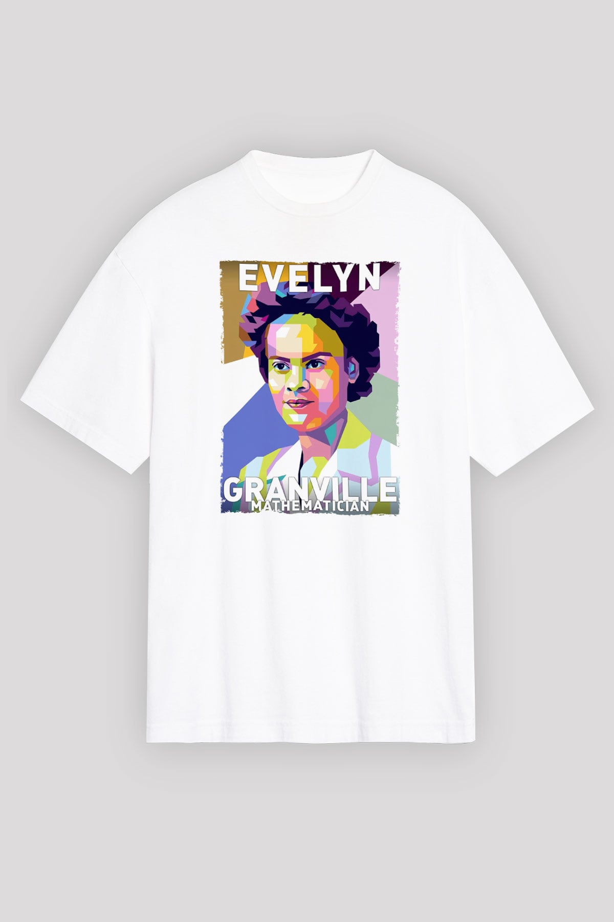 Evelyn Granville Baskılı Unisex Oversize Beyaz Tişört - Tshirt