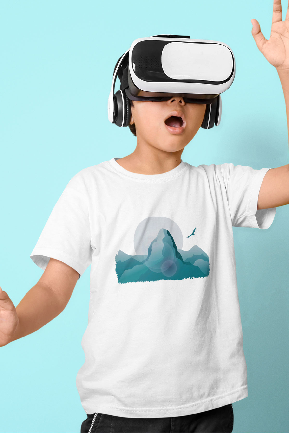 Everest Baskılı Beyaz Unisex Çocuk Tişört