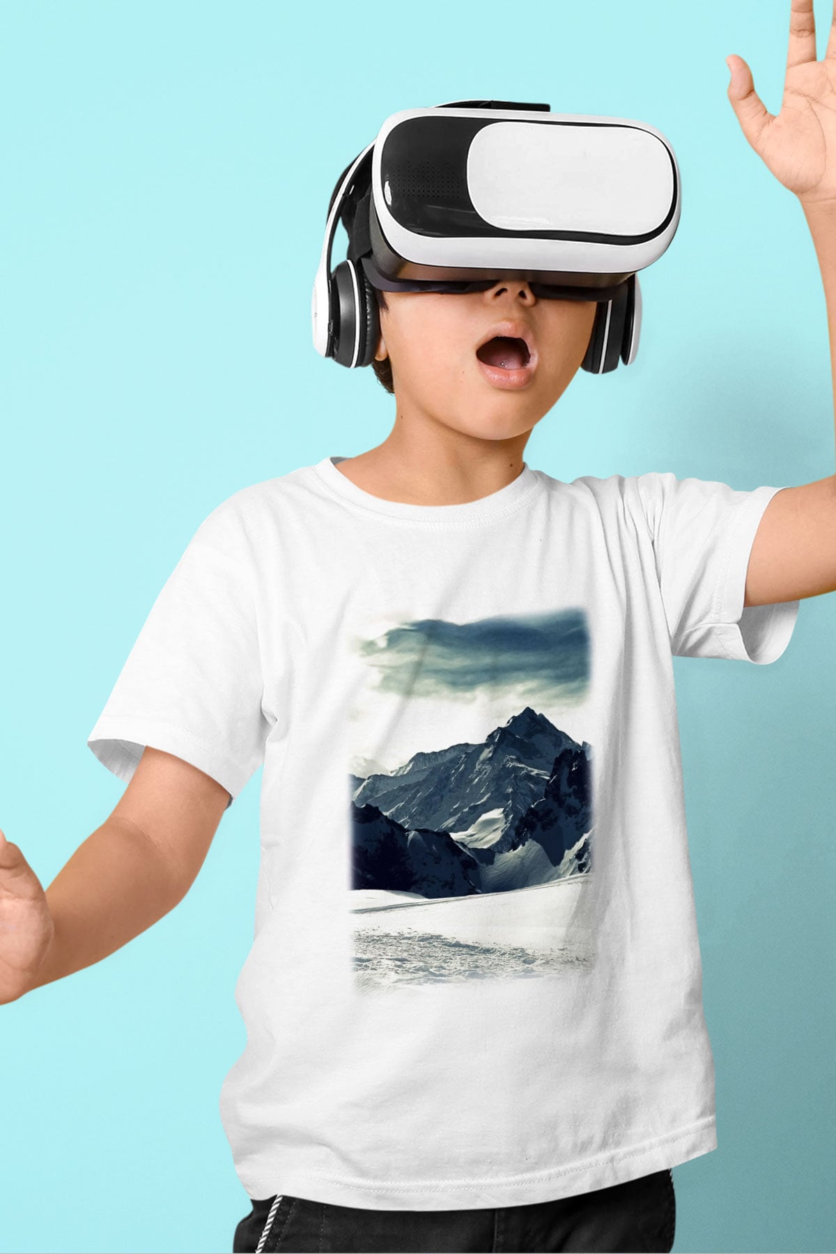Everest Baskılı Beyaz Unisex Çocuk Tişört