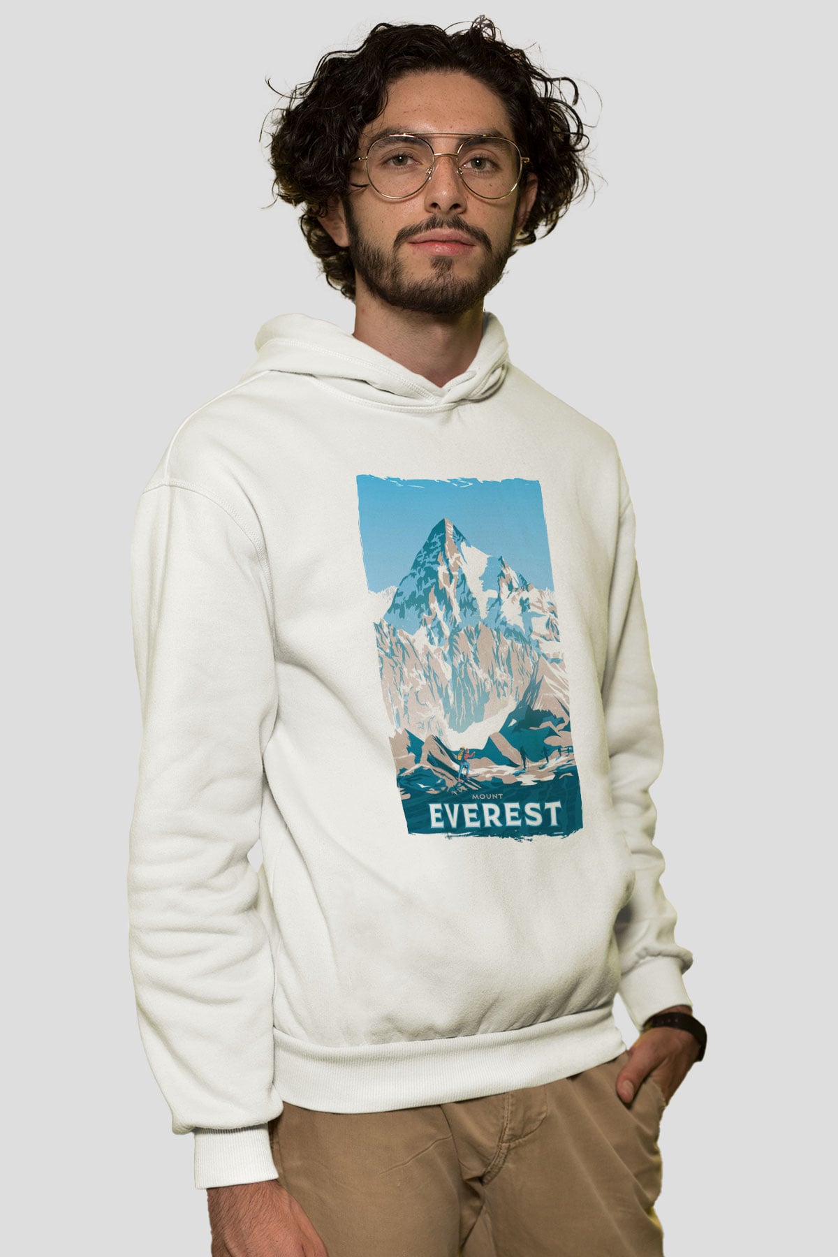 Everest Beyaz Unisex Hoodie
