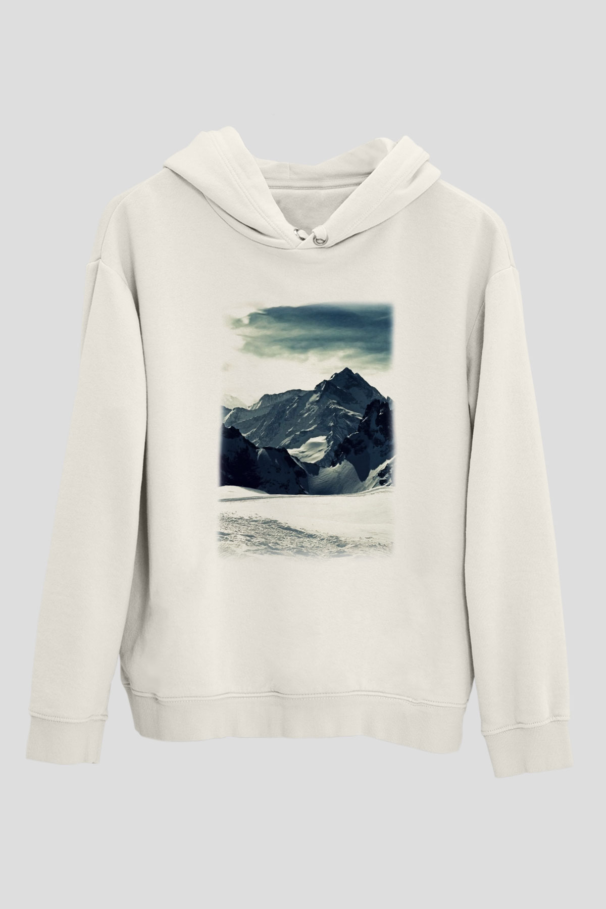 Everest Beyaz Unisex Kapşonlu Sweatshirt