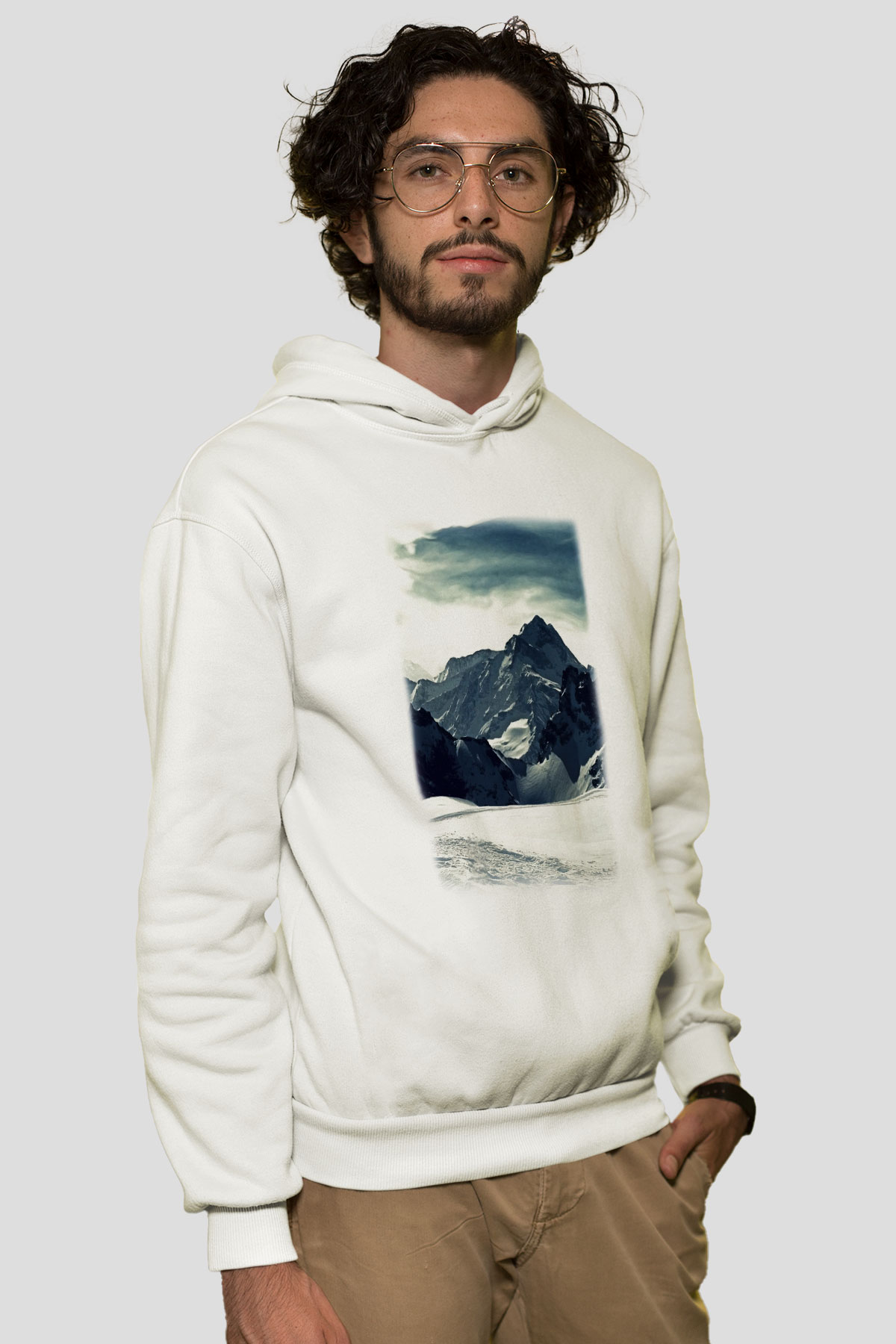 Everest Beyaz Unisex Kapşonlu Sweatshirt