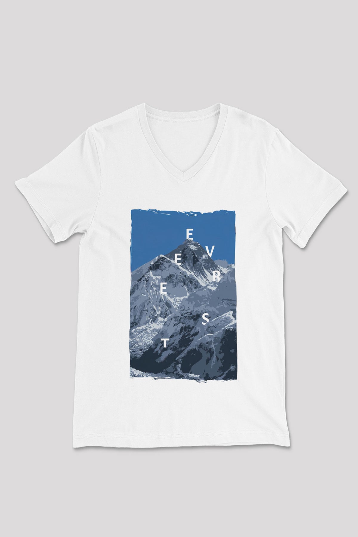 Everest Beyaz Unisex V Yaka Tişört