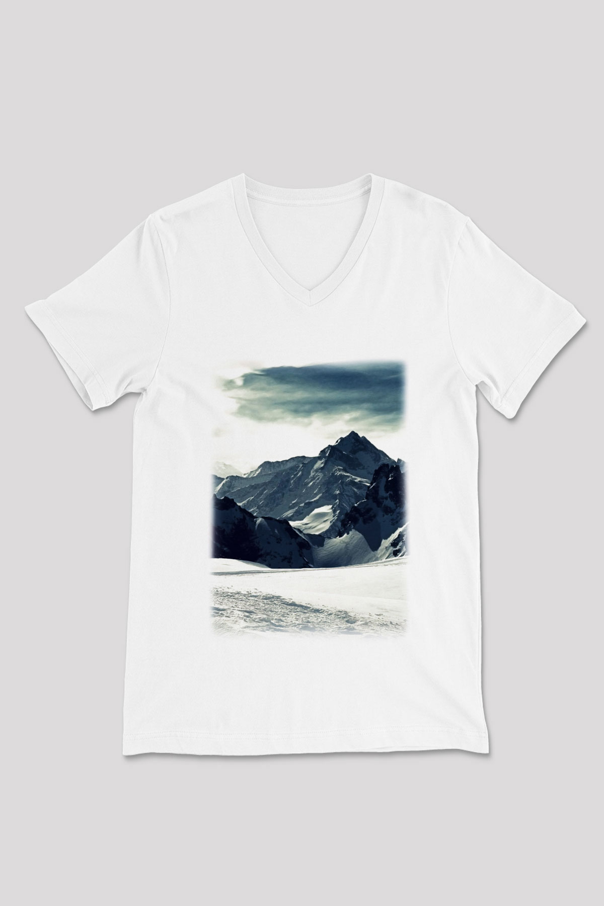 Everest Beyaz Unisex V Yaka Tişört T-Shirt