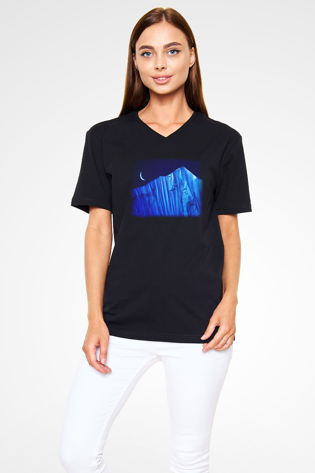 Everest Siyah Unisex V Yaka Tişört T-Shirt