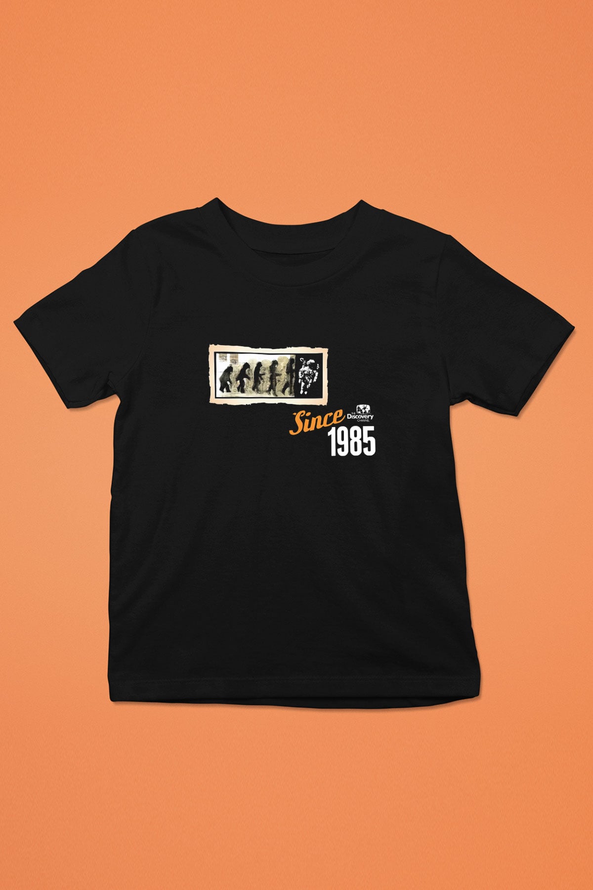 Evrim Astronot Baskılı Unisex Siyah Çocuk Tişörtü - Tshirt