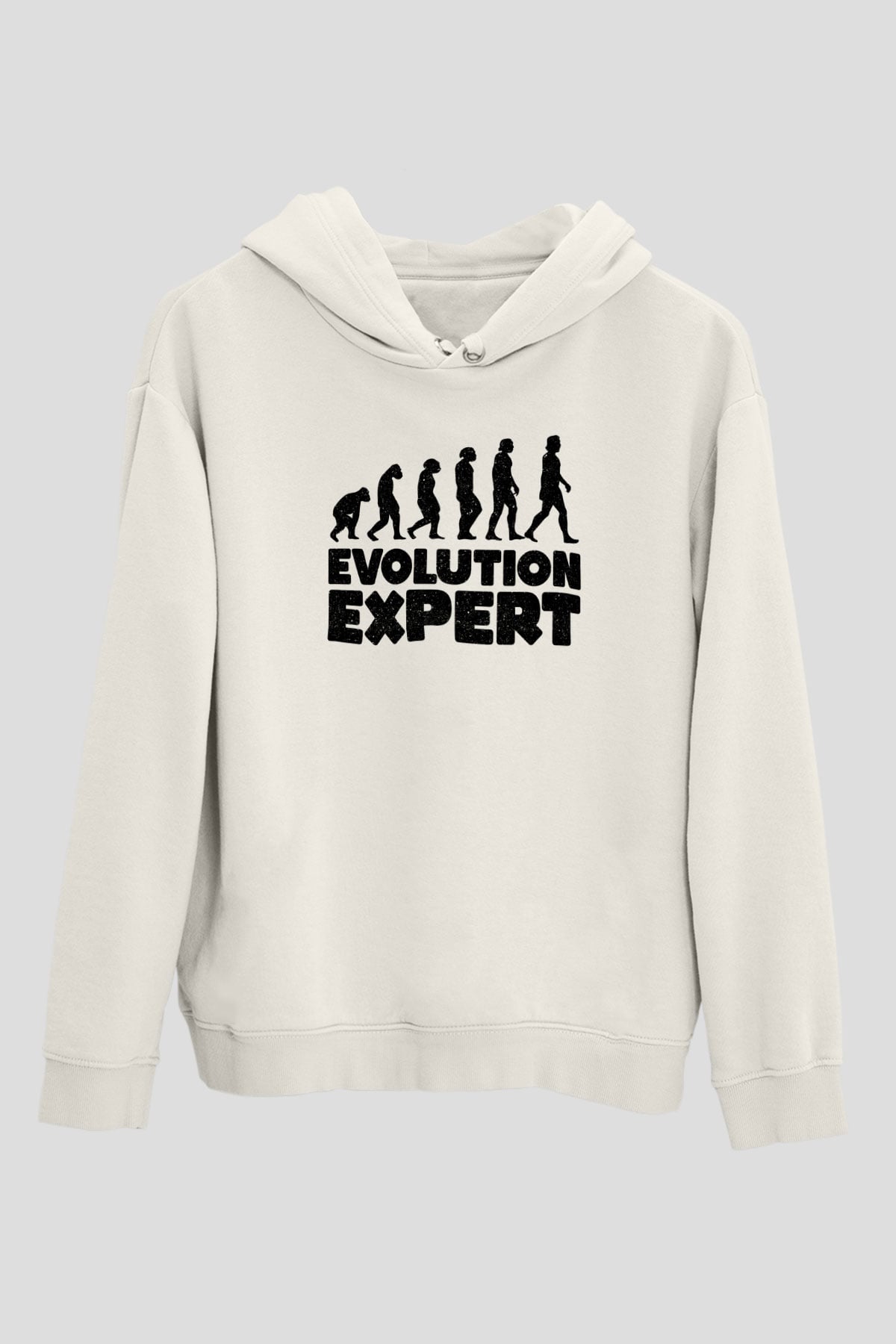 Evrim Biyoloji Baskılı Unisex Ekru Hoodie