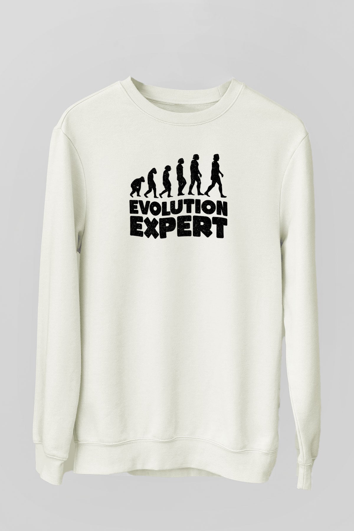 Evrim Biyoloji Baskılı Unisex Ekru Sweatshirt