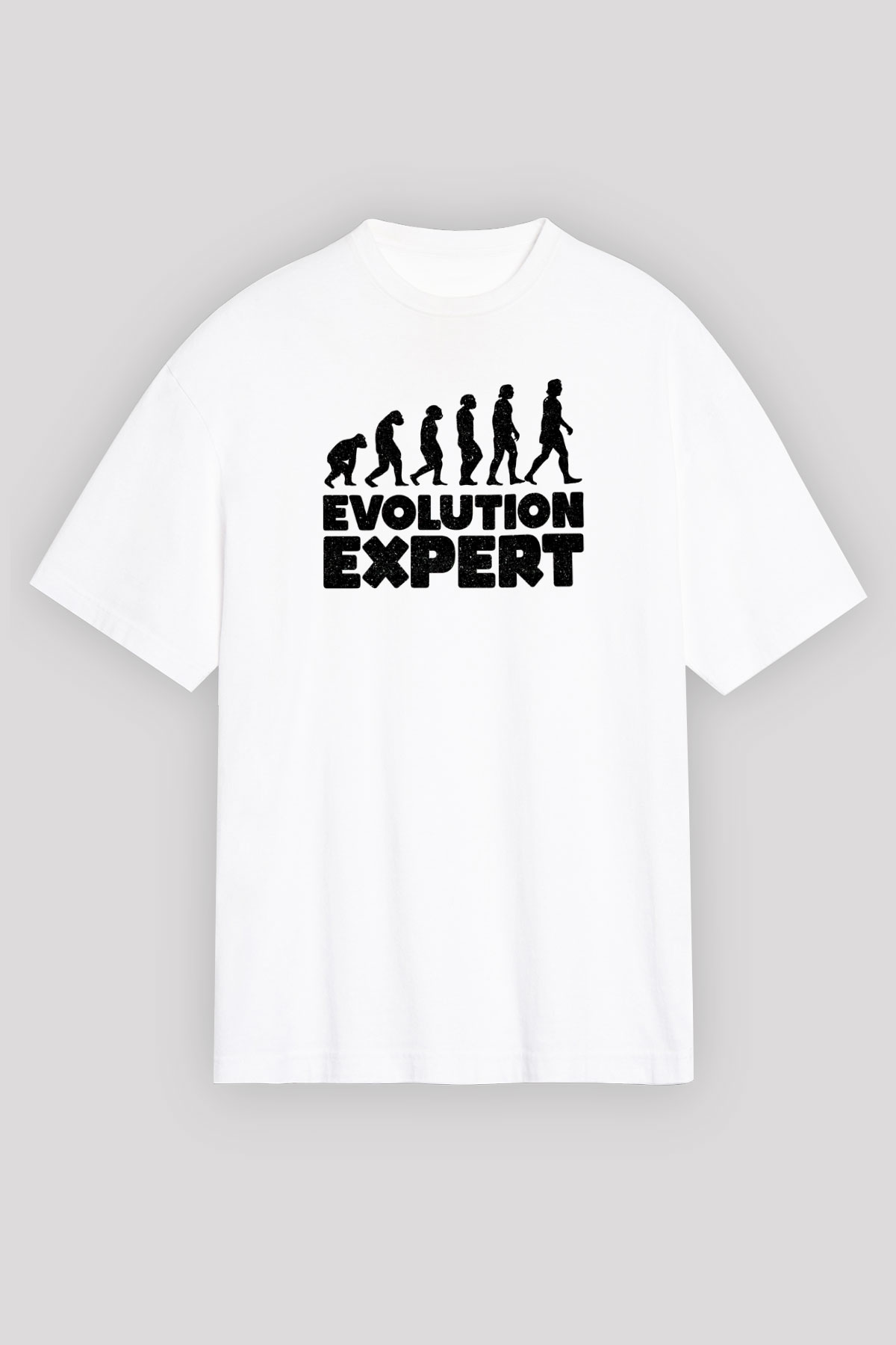 Evrim Biyoloji Baskılı Unisex Oversize Beyaz Tişört - Tshirt