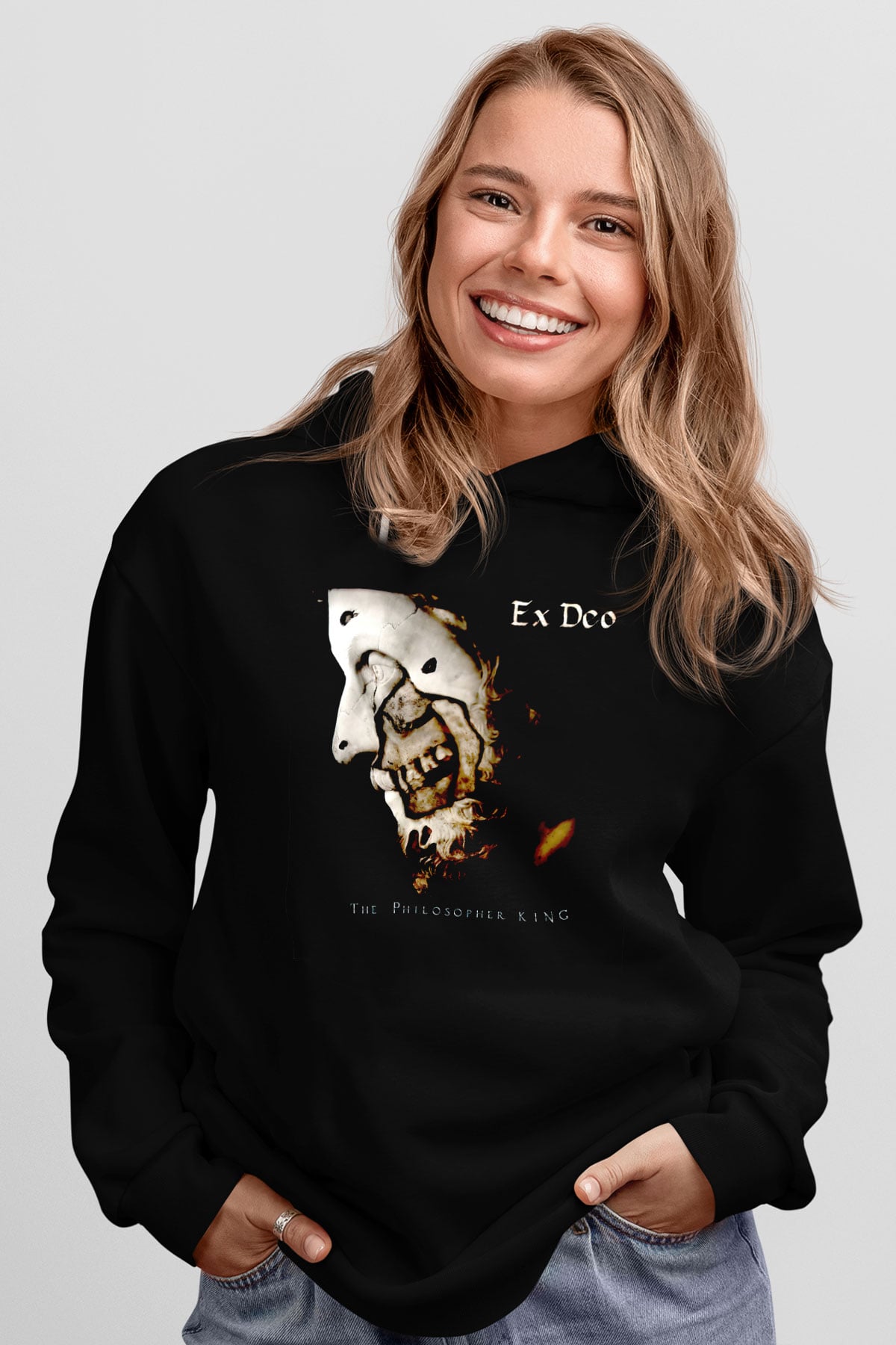 Ex Deo Siyah Unisex Kapüşonlu Sweatshirt