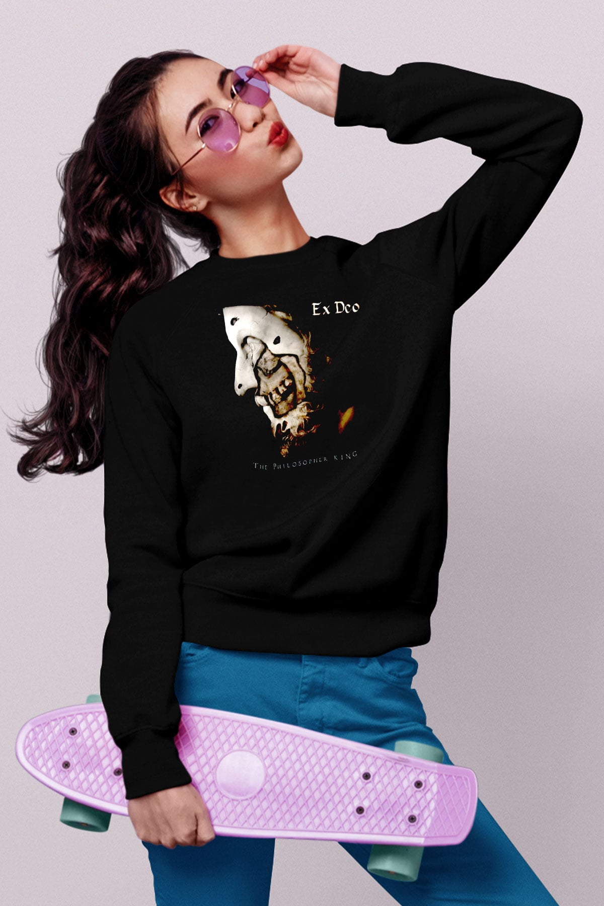 Ex Deo Siyah Unisex Sweatshirt