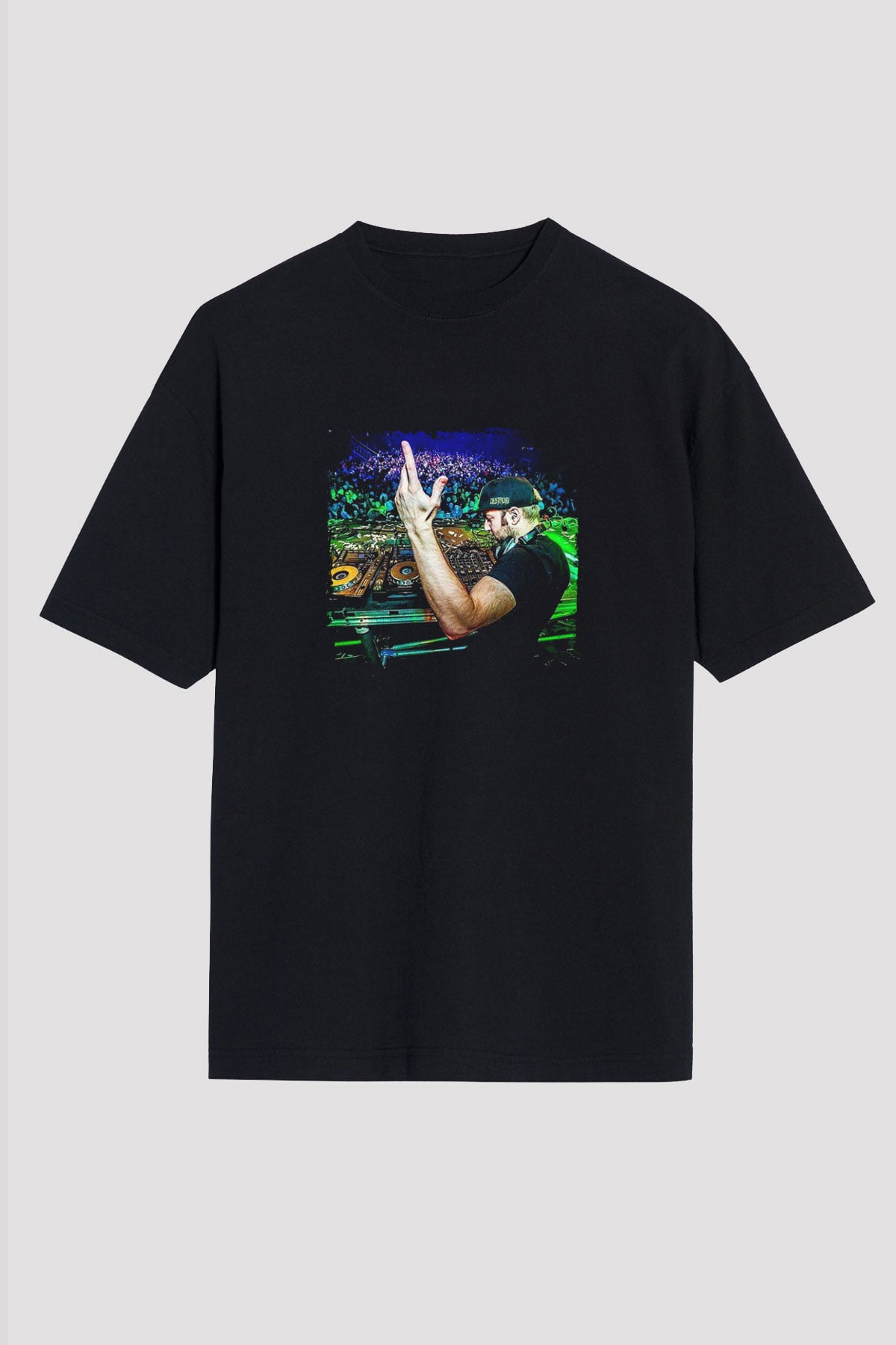 Excision Baskılı Unisex Oversize Siyah Tişört