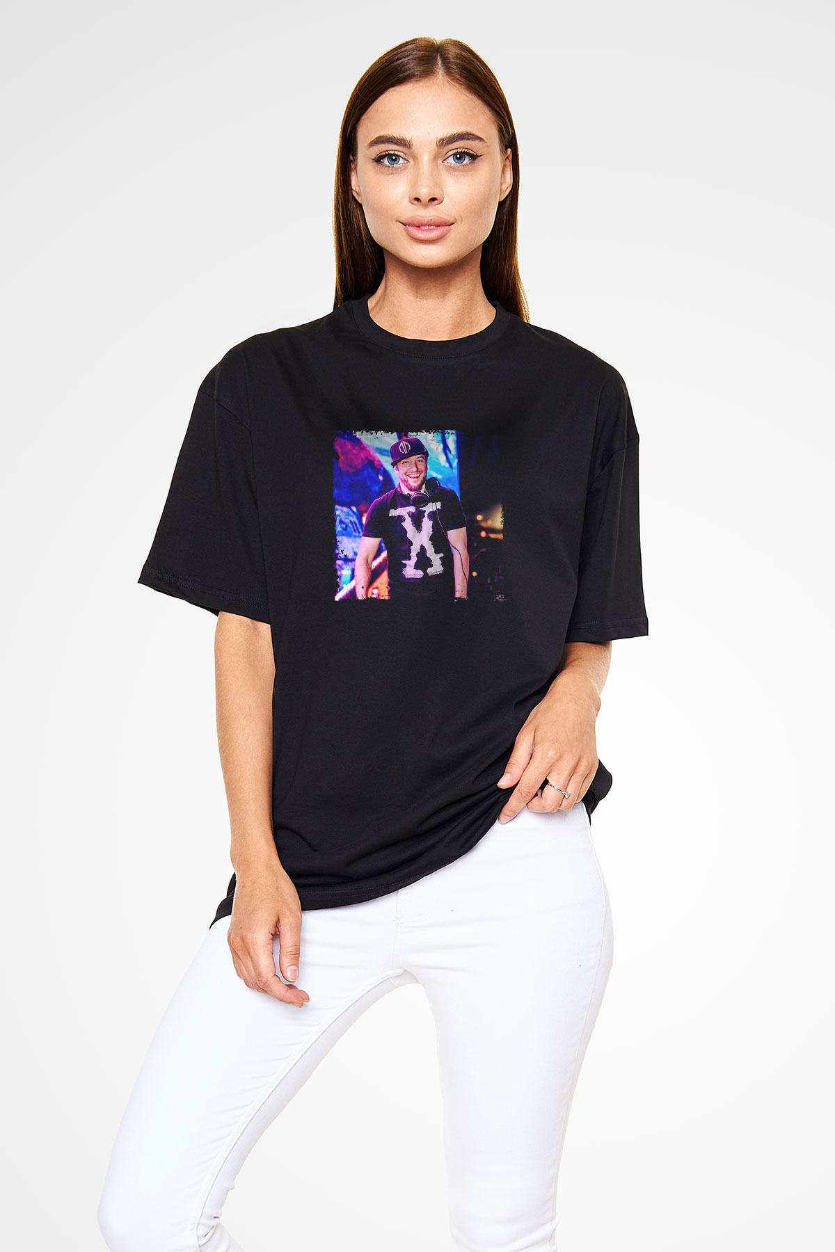 Excision Baskılı Unisex Oversize Siyah Tişört