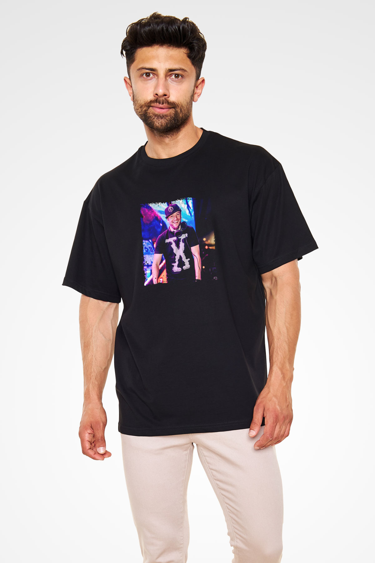 Excision Baskılı Unisex Oversize Siyah Tişört