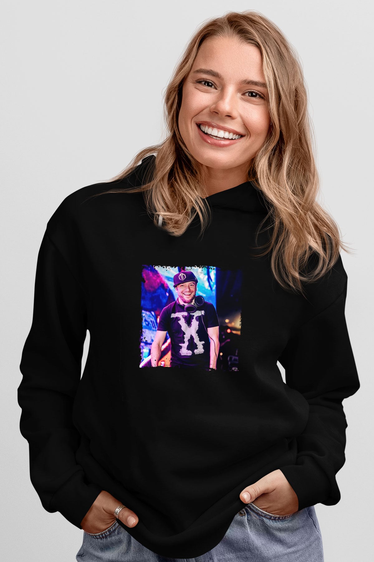 Excision Baskılı Unisex Siyah Hoodie