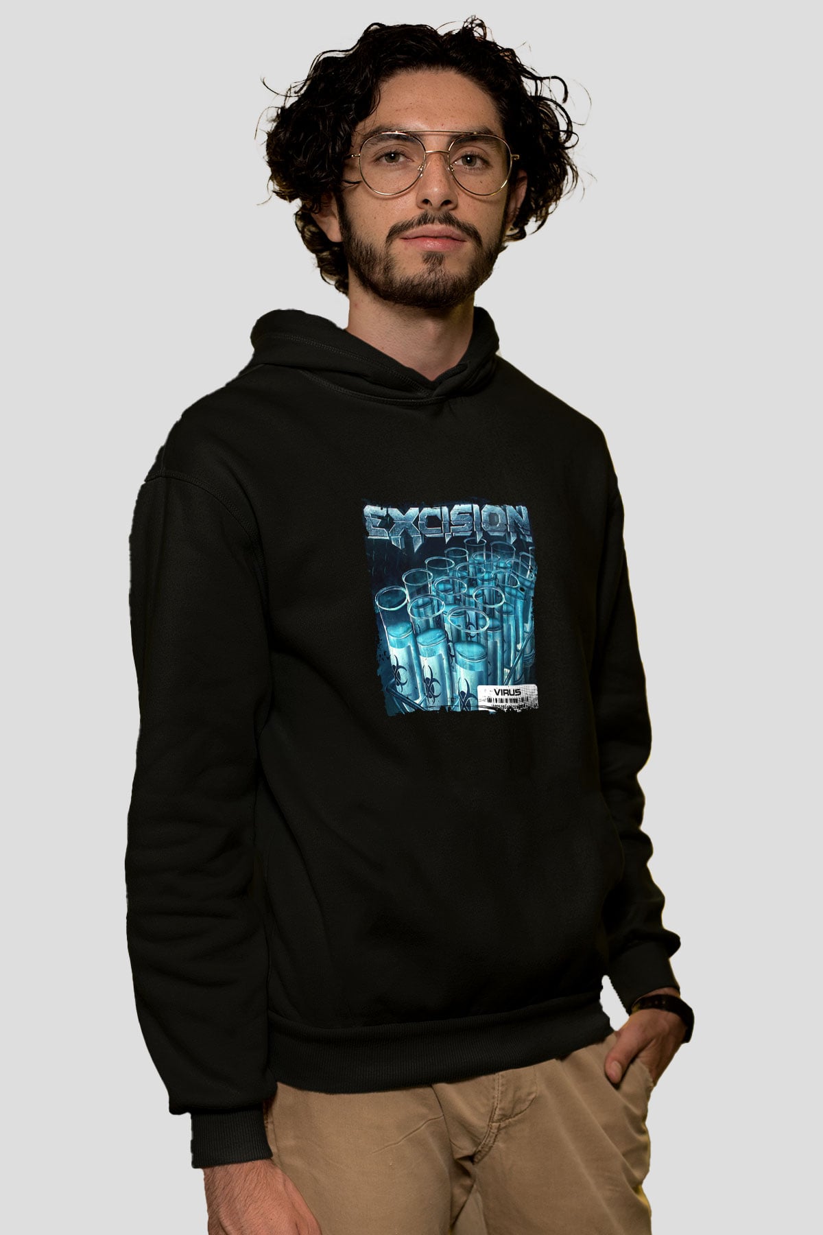 Excision Baskılı Unisex Siyah Hoodie