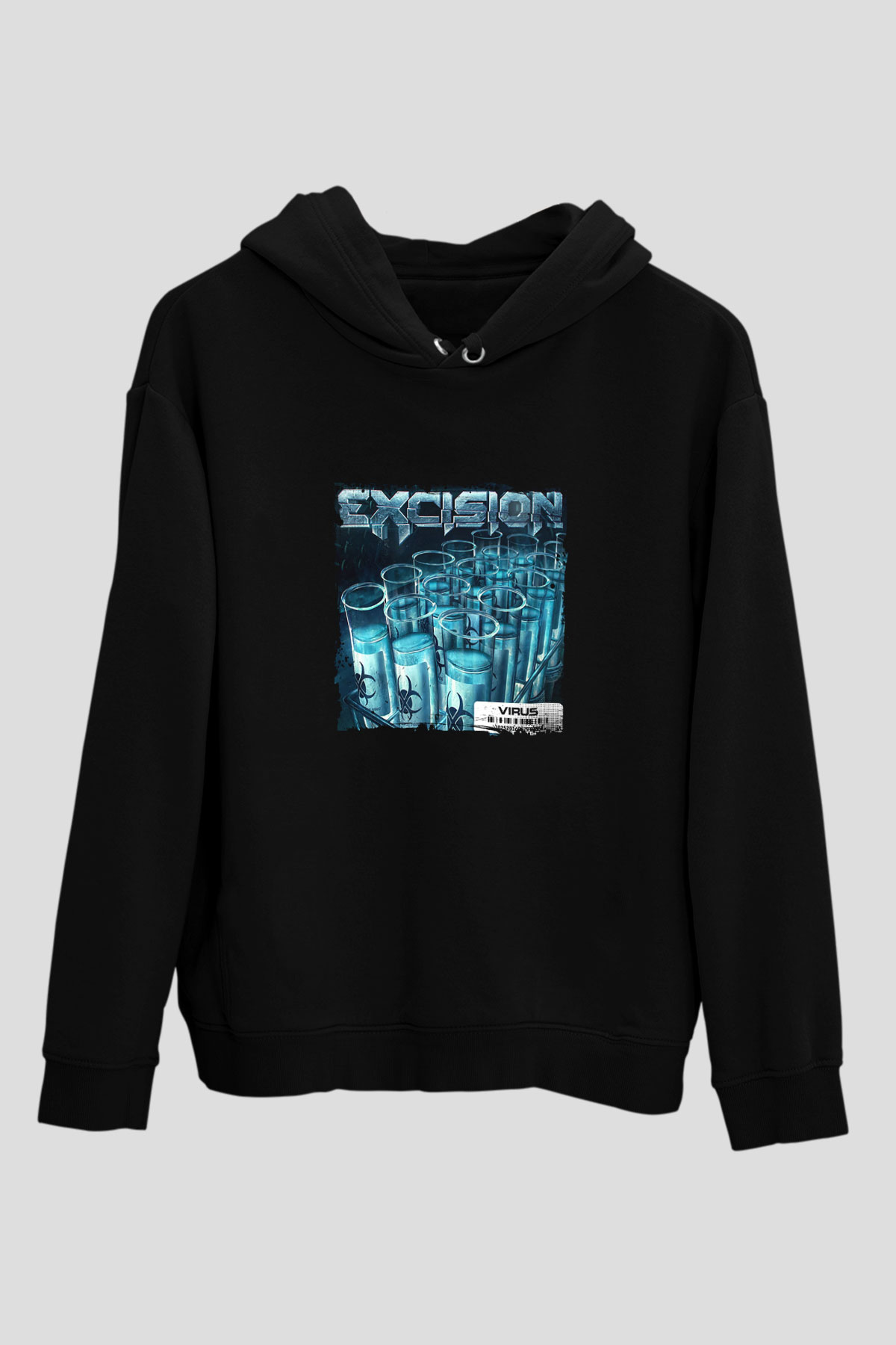 Excision Baskılı Unisex Siyah Hoodie