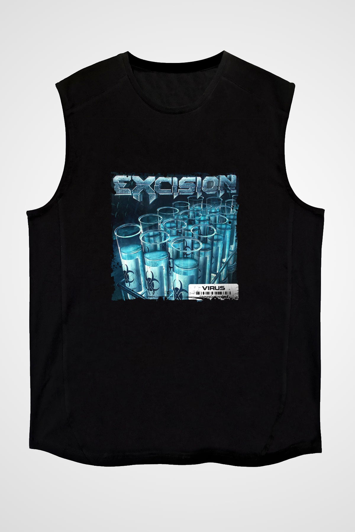 Excision Baskılı Unisex Siyah Kolsuz Tişört
