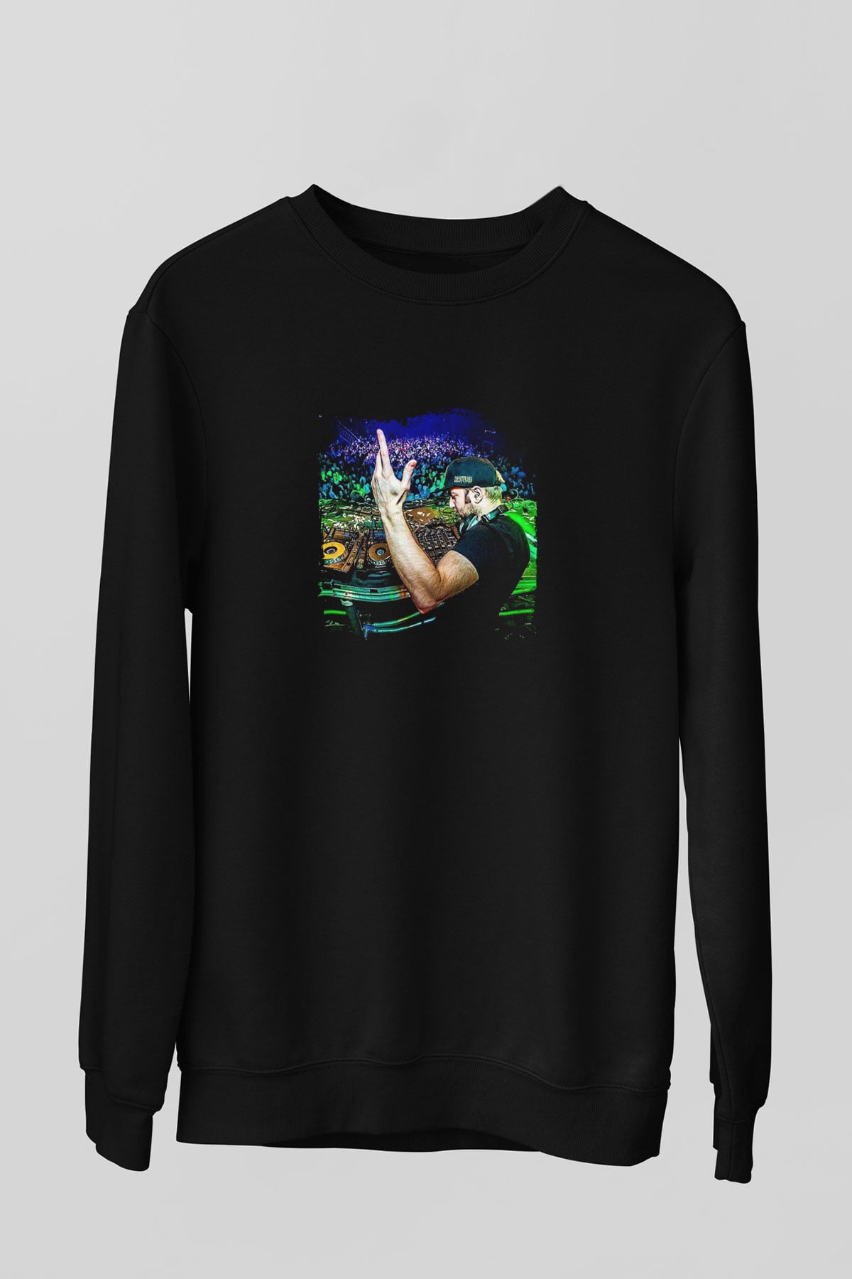 Excision Baskılı Unisex Siyah Sweatshirt