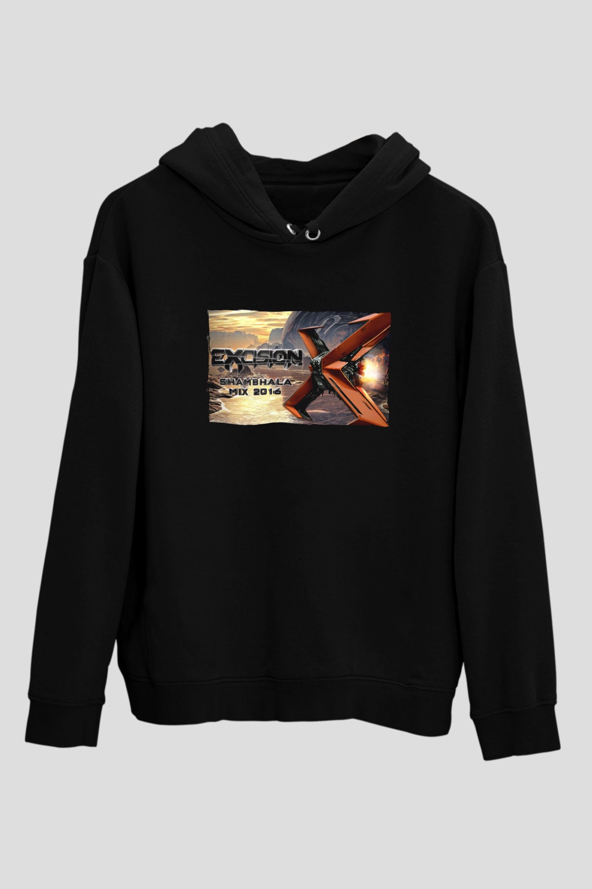 Excision Siyah Unisex Kapüşonlu Sweatshirt