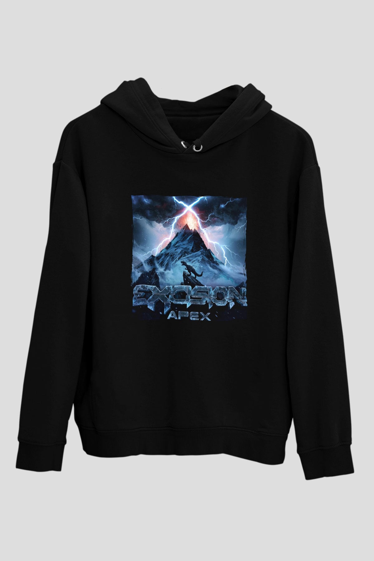 Excision Siyah Unisex Kapüşonlu Sweatshirt