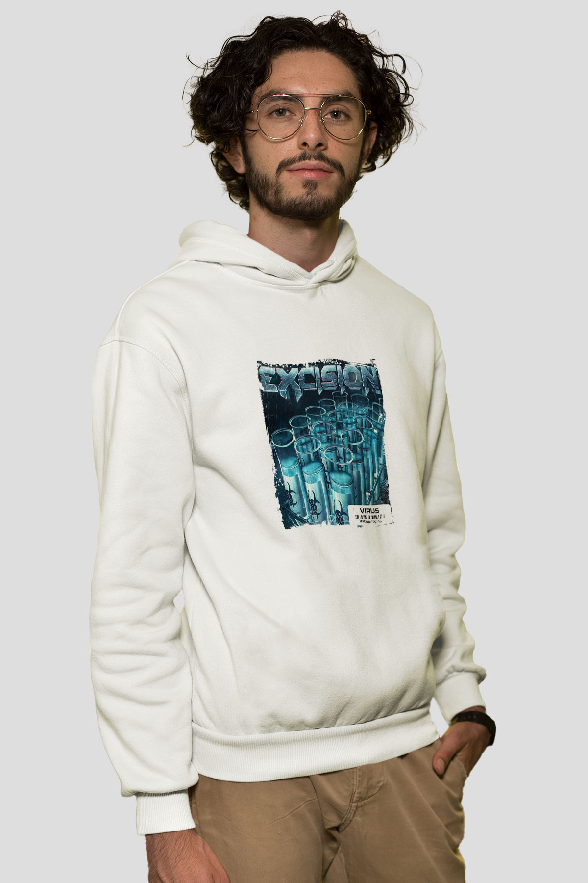 ExcisionBaskılı Beyaz Hoodie