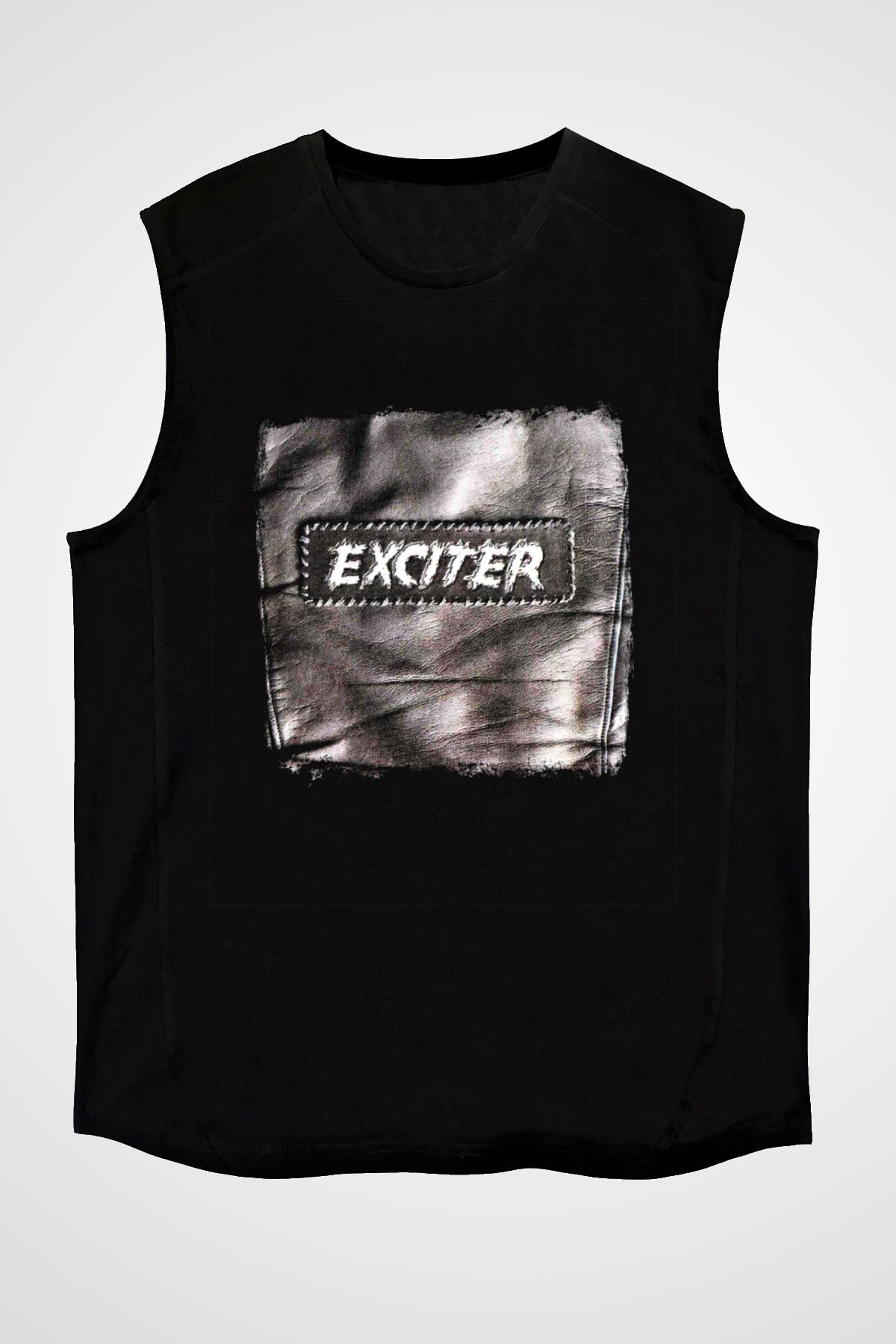 Exciter Baskılı Unisex Siyah Kolsuz Tişört