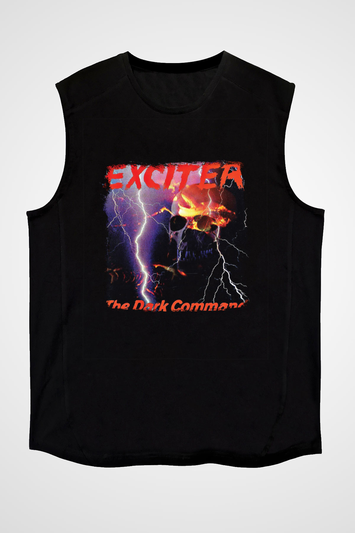 Exciter Baskılı Unisex Siyah Kolsuz Tişört