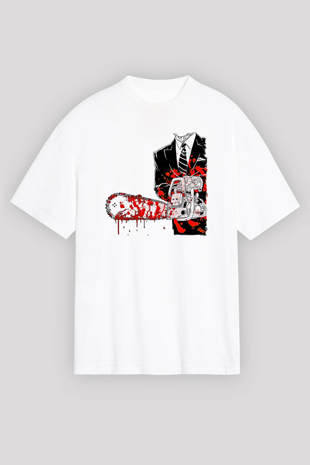 Exhumed Baskılı Beyaz Unisex Oversize Tişört - Tshirt