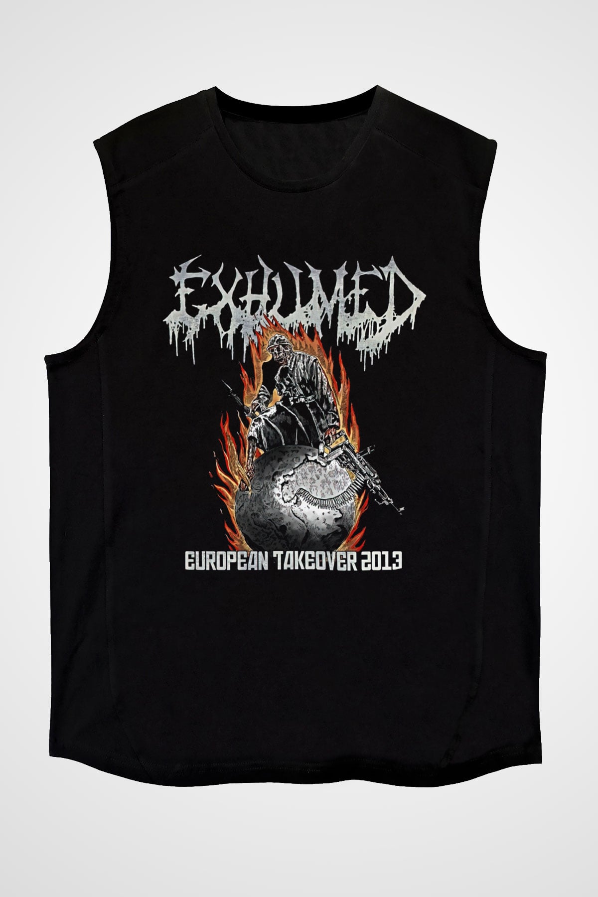 Exhumed Baskılı Unisex Siyah Kolsuz Tişört - Tshirt