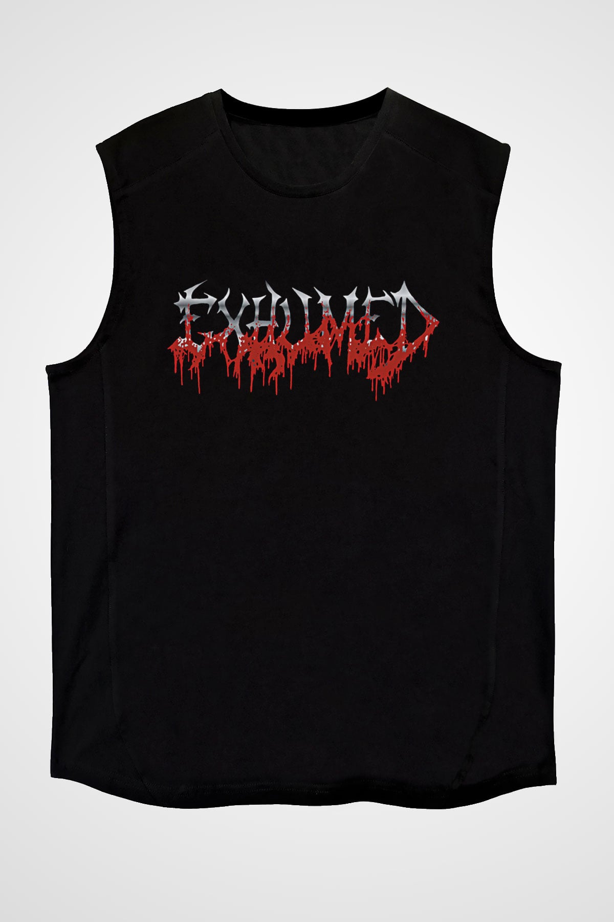 Exhumed Baskılı Unisex Siyah Kolsuz Tişört - Tshirt