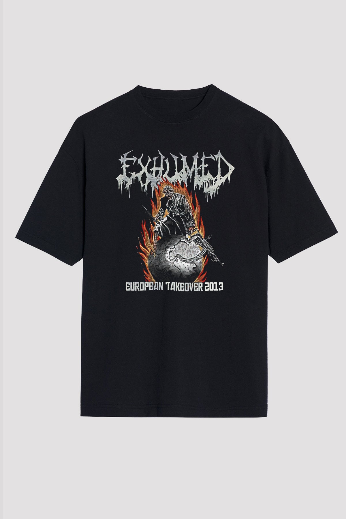 Exhumed Baskılı Unisex Siyah Oversize Tişört - Tshirt