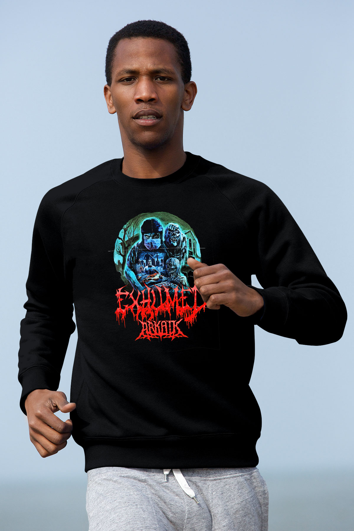 Exhumed Baskılı Unisex Siyah Sweatshirt