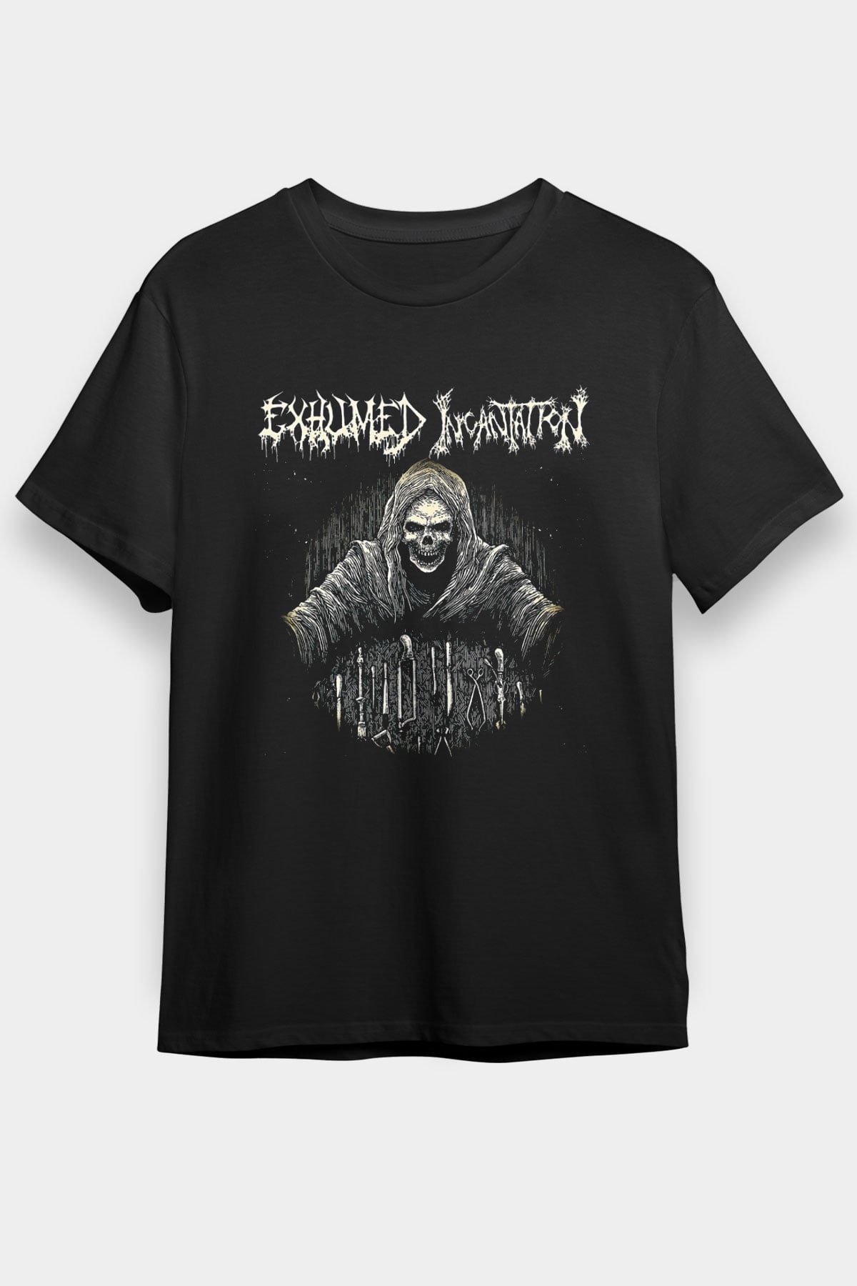 Exhumed Baskılı Unisex Siyah Tişört - Tshirt