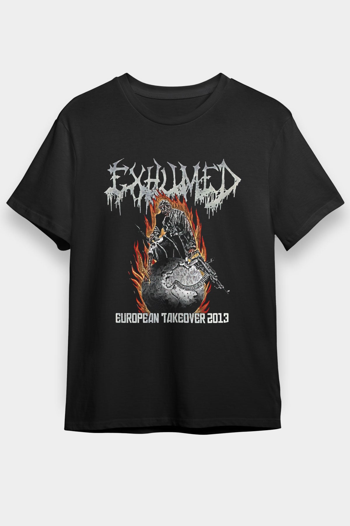 Exhumed Baskılı Unisex Siyah Tişört - Tshirt