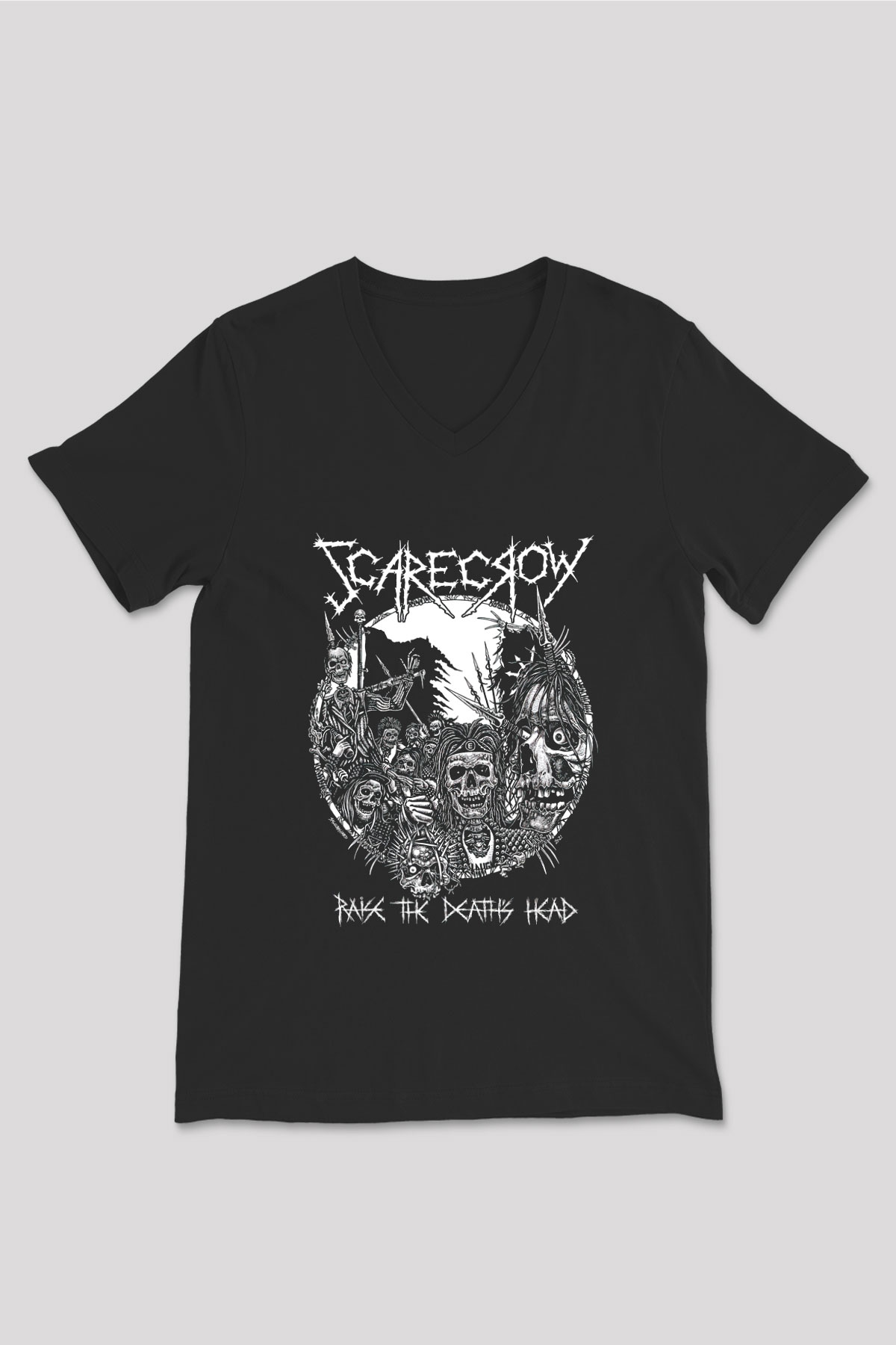 Exhumed Baskılı Unisex Siyah V Yaka Tişört - Tshirt