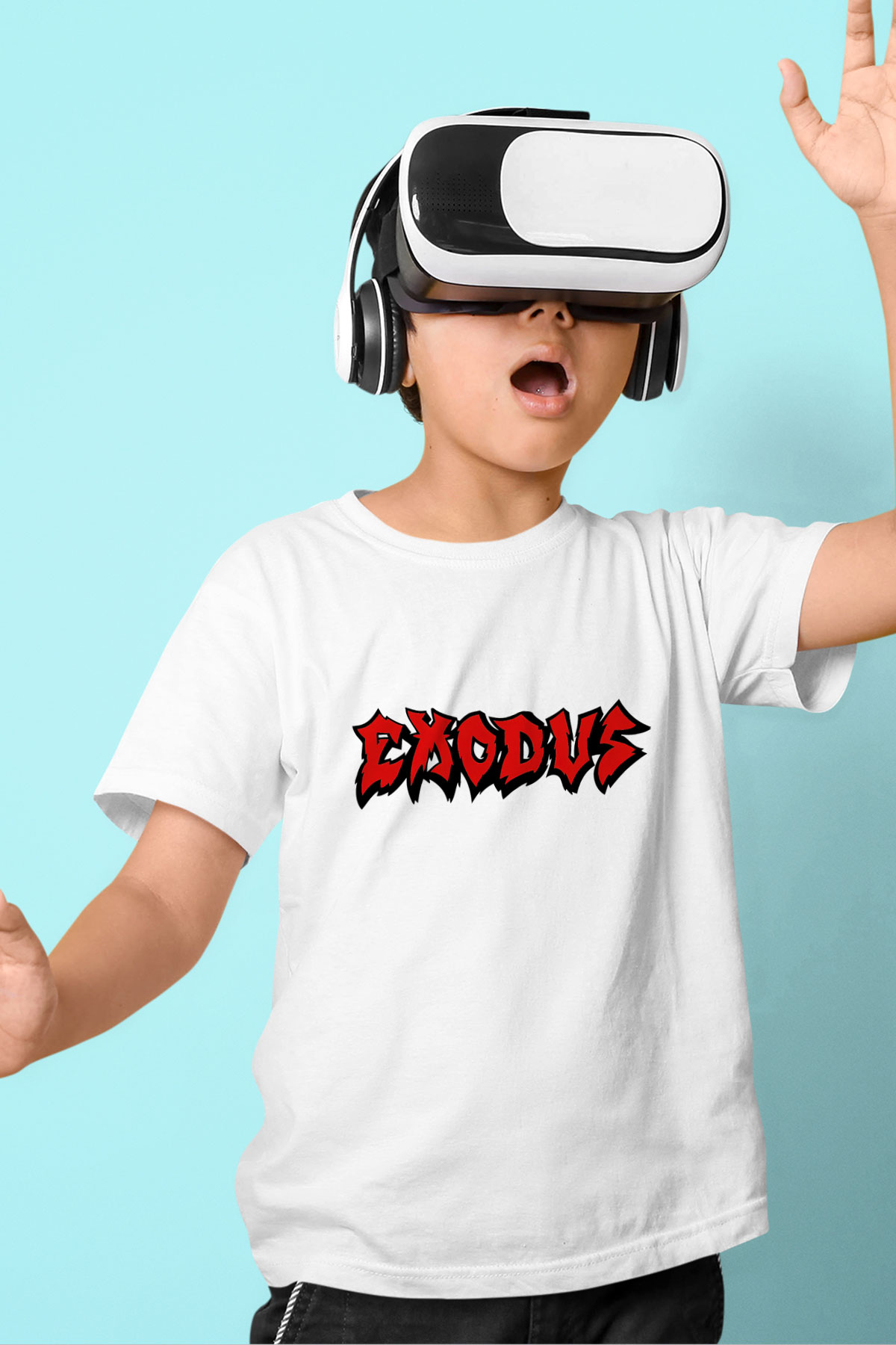 Exodus Baskılı Beyaz Unisex Çocuk Tişört