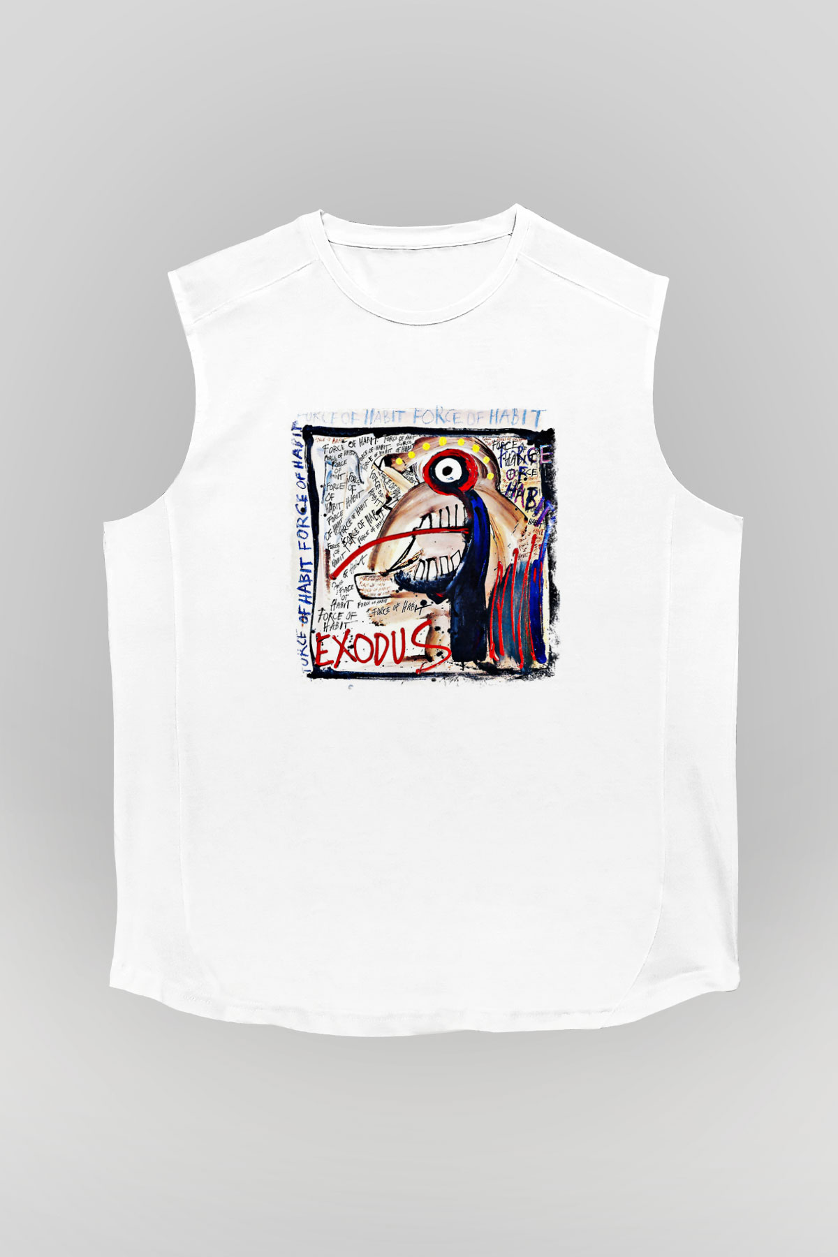 Exodus Baskılı Unisex Beyaz Kolsuz Tişört